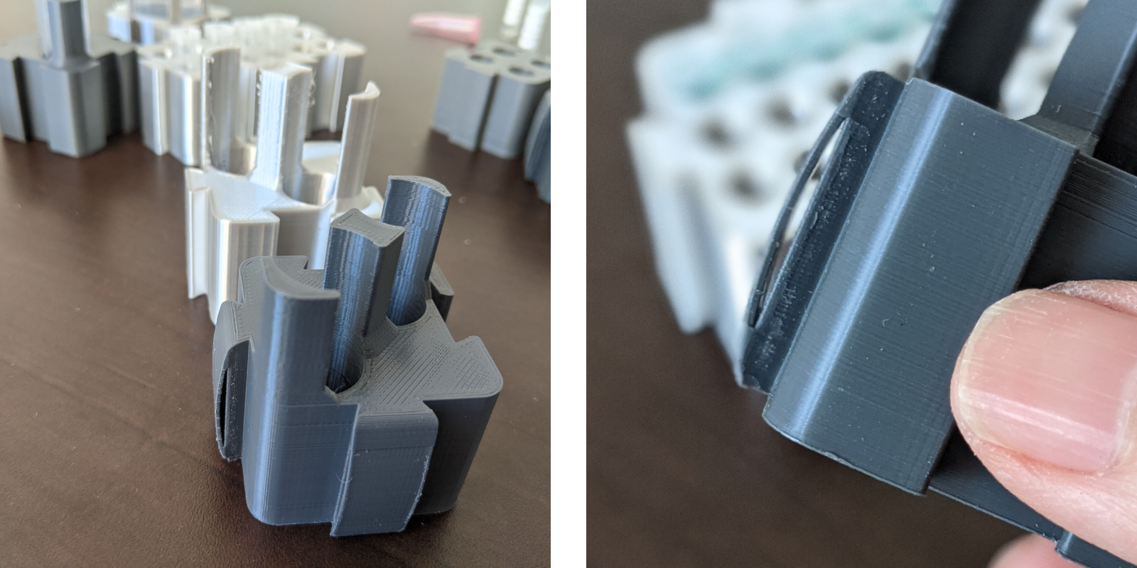  An extra curved layer in the dovetail junction to rase rack assembly and disassembly