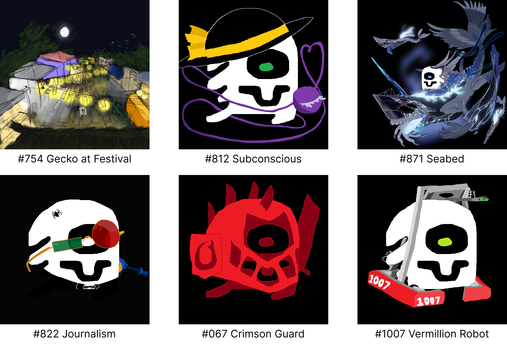 Six example geckos that I created