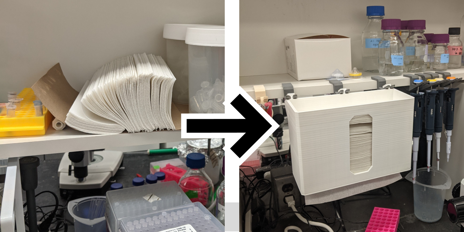 Using with Multi-purpose holders to hold the dispenser above the bench