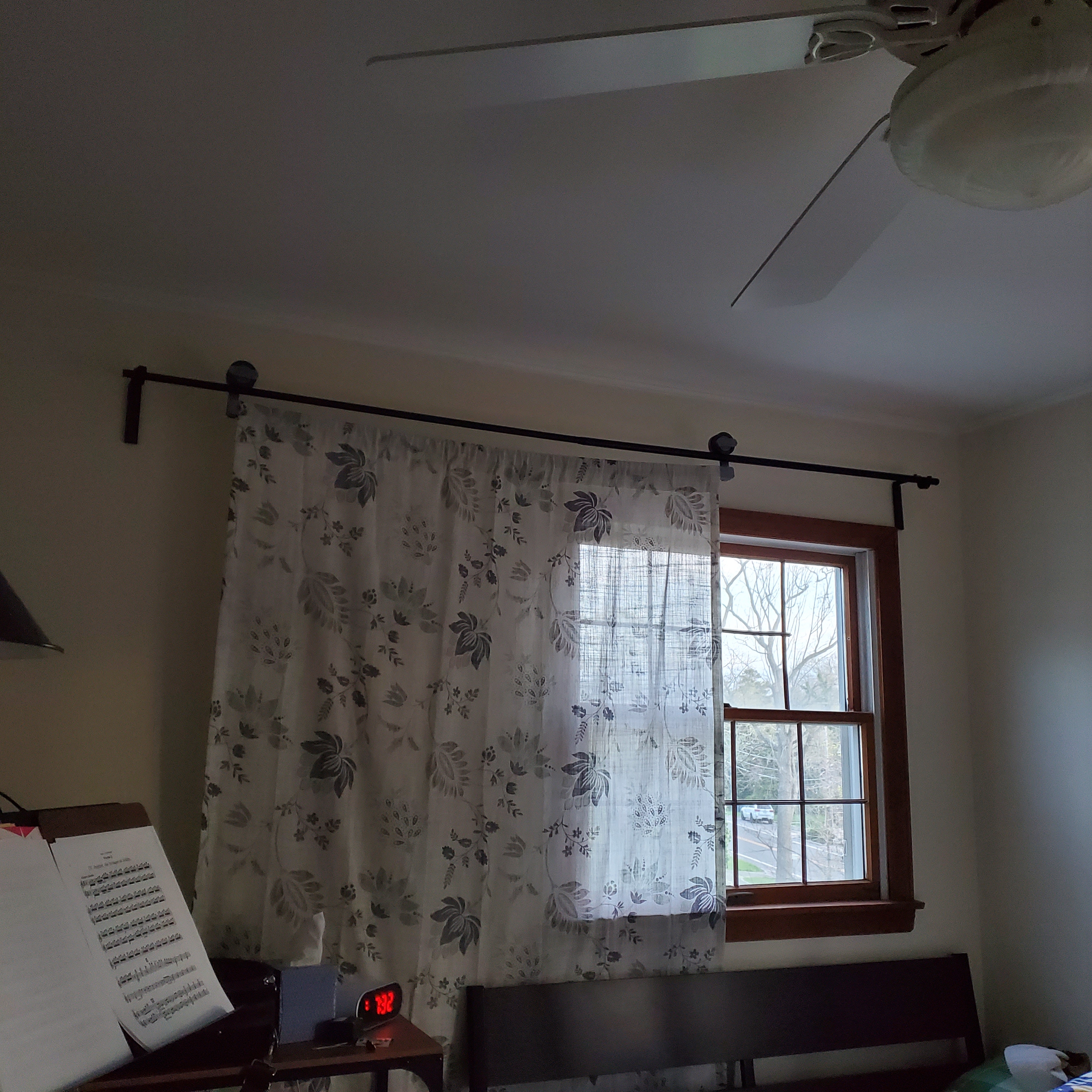 The curtain mounted on a curtain rod